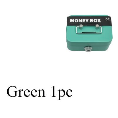 TEMU 1pc Metal Piggy Bank With Key Lock - Adult Safe Coin Storage Box In Assorted Colors (black, Green, Pink) Image