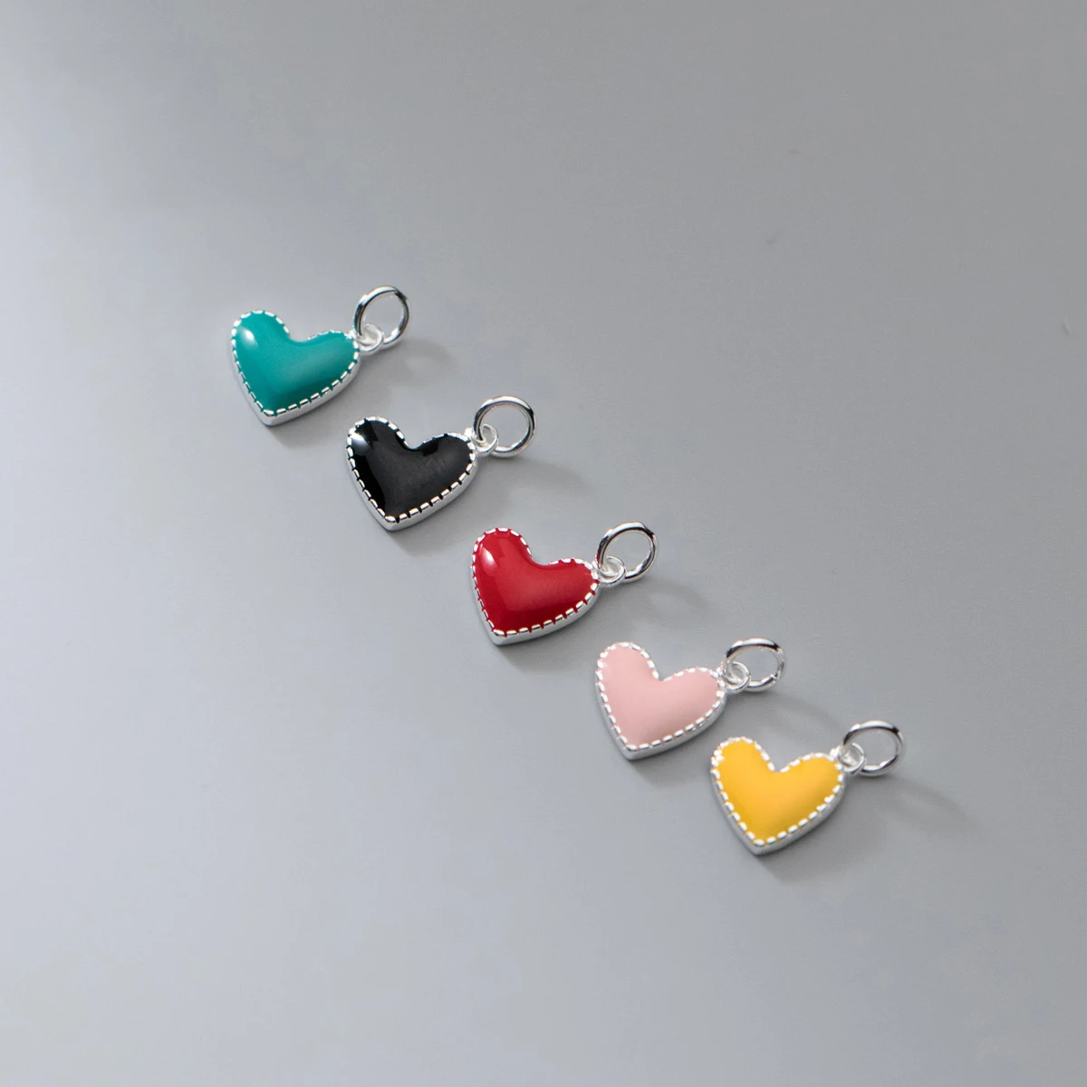 Ciondoli in argento 925 Ciondoli con ciondolo a forma di cuore Collana con ciondolo fai da te Accessori Gioielli in argento 925 colorato