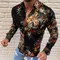 Camicia da uomo a maniche lunghe con stampa floreale retrò Camicia da uomo casual All-match Fashion Street Camicia da uomo con risvolto monopetto a maniche lunghe