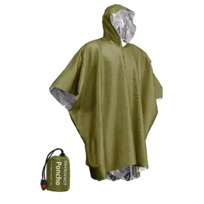 3 In 1 Outdoor Military Raincoat Hooded Sleeve Waterproof Rain Poncho Motorcycle Rain Cover Camping Hiking Travel Rainwear Tent