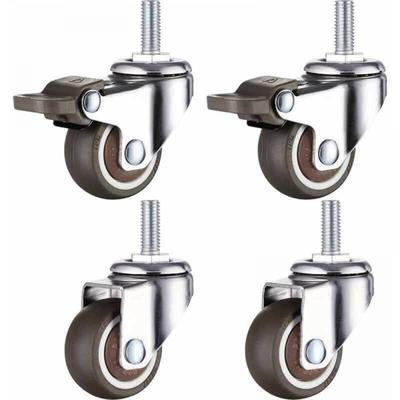 Set mit 4 kleinen Möbelrollen – 25 mm – weiches TPE-Gummi – M6 x 15 mm – Gewinde (2 Stück mit Image