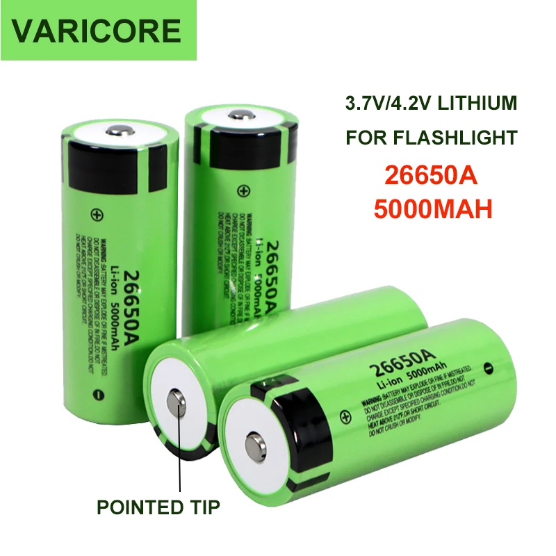 Original Neue 3,7 V 26650A 5000mA Li-Ion Batterie Akku Entlader 20A Power mit Spitze Spitze für Taschenlampe Image