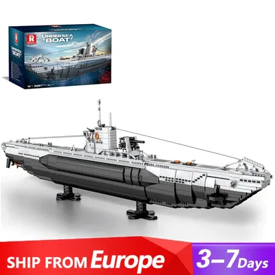 Klemmbausteine U-förmige U-Boot nächste Generation strategische Schiff ww2 Bausteine, 3987 Stück Image