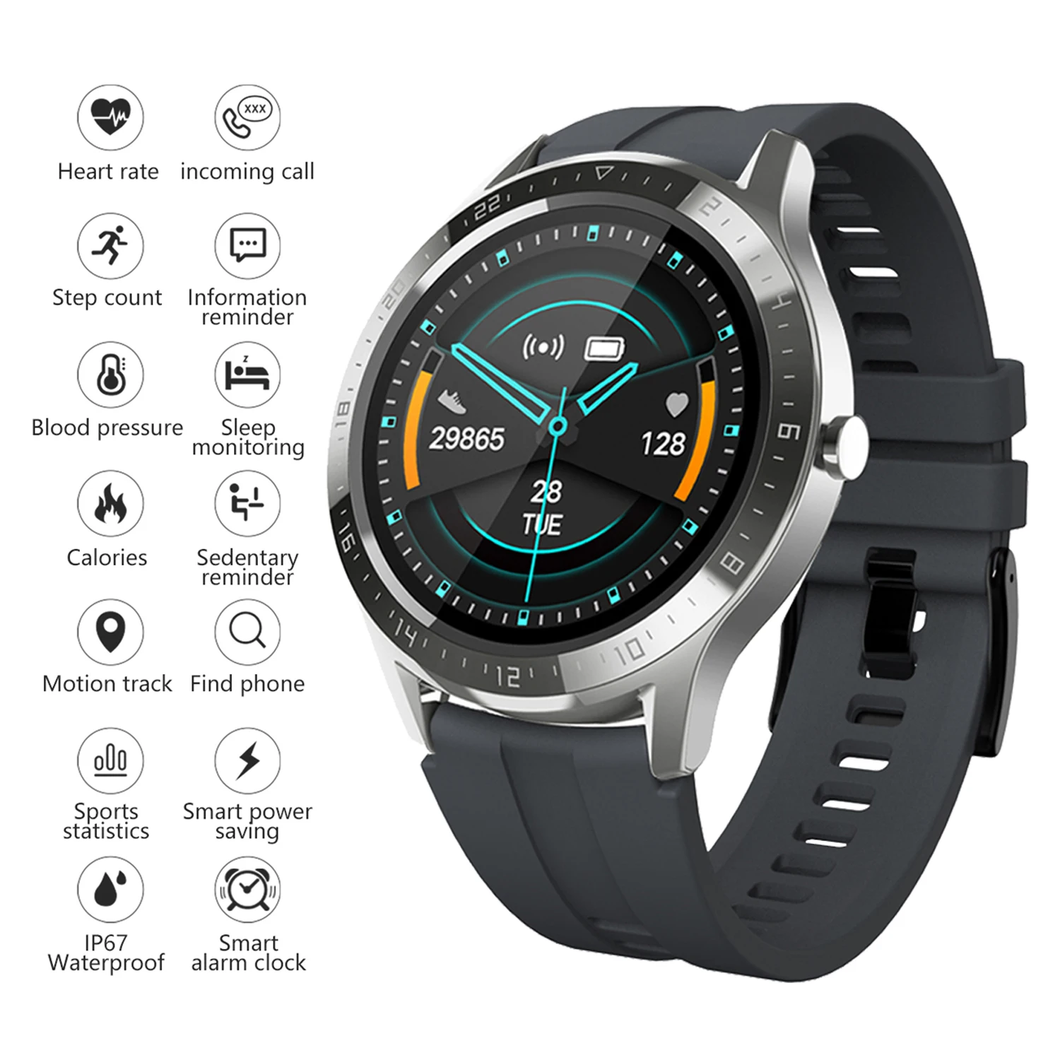 Smart Watch Männer Eingehende Anruferinnerung Multi-Sportmodi Fitness Tracker 24H Herzfrequenzüberwachung IP67 Wasserdichte Smartwatch Image