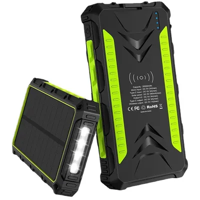 30000 mAh kabellose Solar-Powerbank, tragbar, 3 A, Schnelllade-Powerbank für iPhone 16 Samsung Image