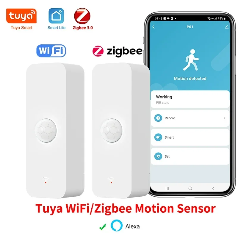 Tuya WiFi Zigbee PIR Motion Sensor Smart Home Menschlichen Körper Infrarot Detektor Sicherheit Smart Leben Funktioniert Mit Alexa Google Hause Image