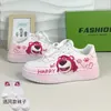 Disney Lotso Erdbeerbär-Skateschuhe, Cartoon-Anime, leicht, lässig, modisch, Low-Top-Board-Schuhe für atmungsaktive weiße Schuhe