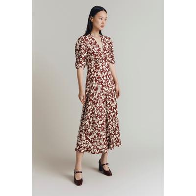 Ghost Madi Crepe Floral Midi Dress