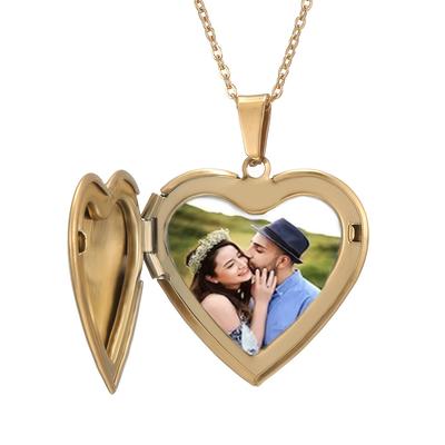 TEMU Custom Photo Heart Pendant Necklace - Personalized Stainless Steel Jewelry With Engravable Names & Messages, Elegant For Mother Wife Girlfriend, Christmas Gift For Her, Casual Attire Image