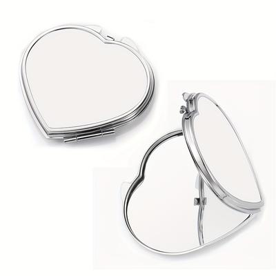 TEMU 10pcs Diy Mirrors - Heart & Round Shapes, Floral & Designs, Compact Handheld Pocket Mirrors For Photo Transfer, Polished , Portable & Scent-free Image