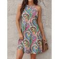 Femme Mini robe Robe casual Mini-robe Robe d'été Robe d'été Décontractées Vacances du quotidien Soirée Cocktail Standard Cachemire Sans Manches Dos nu Vert Eté