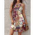 Femme Mini robe Robe casual Mini-robe Robe d'été Robe d'été Décontractées Vacances du quotidien Soirée Cocktail Standard Cachemire Sans Manches Dos nu Rose Claire Eté