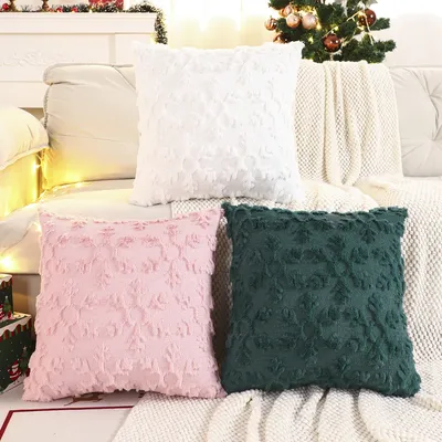 1PC Weihnachten Schneeflocke Wurf Kissenbezug Winter Plüsch Quilten Weihnachtsdekoration Wohnzimmer Image