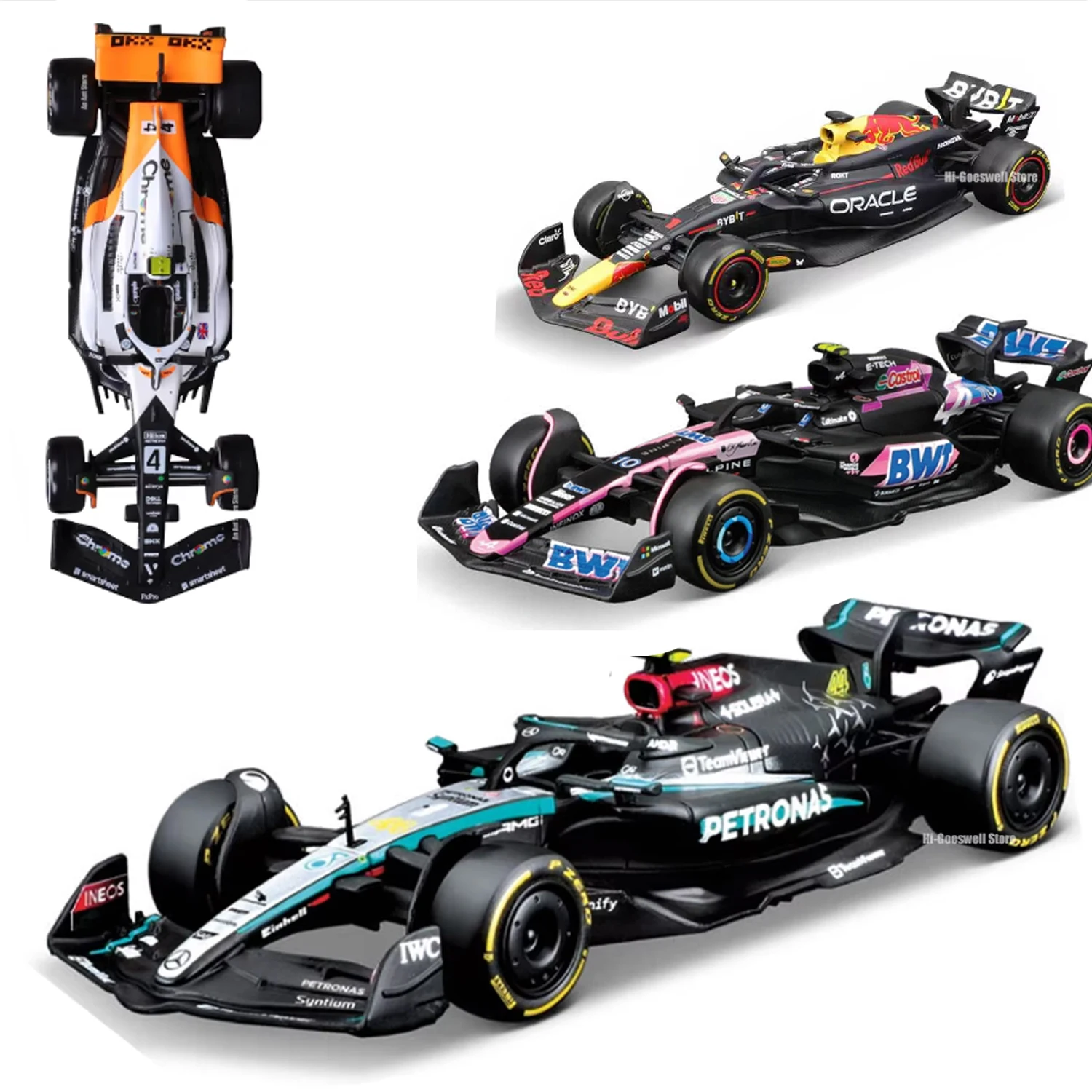 Bburago 1:43 F1 2024 Red Bull Racing TAG Heuer RB20 Ferrari SF24 Racing Alpine A524 McLaren MCL60 Monaco F1 MCL38 Formelauto Image