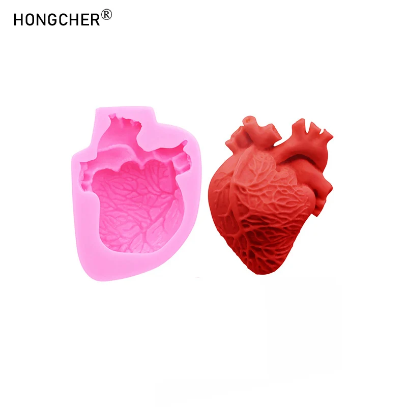 Simulations-Herz-Schokoladen-Fondant-Silikonform, Gehirn-Kuchenform, DIY-Tropfbackformen Image