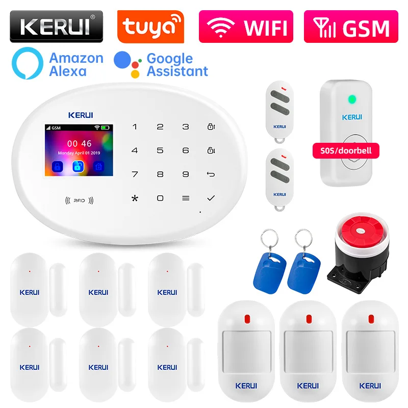 KERUI W202 Home Security Alarme WIFI GSM Alarm System Kit Tuya Smart Fernbedienung mit Bewegungsmelder Türsensor für Haus Image