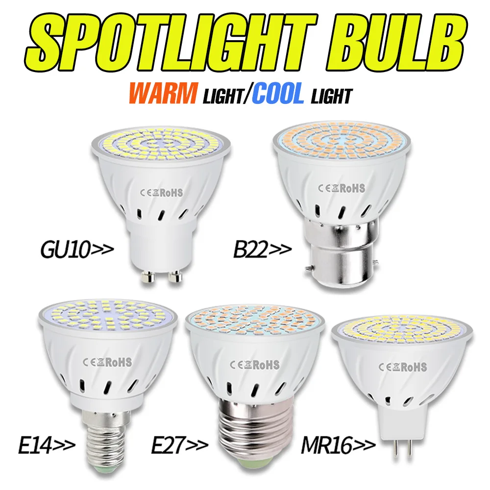 E27/E26 Led-lampe GU10 Strahler MR16 Lampe E14 Licht B22 Kronleuchter Lampen GU5,3 AC 220 V Für Hause energiesparende Beleuchtung Kalt/Warm