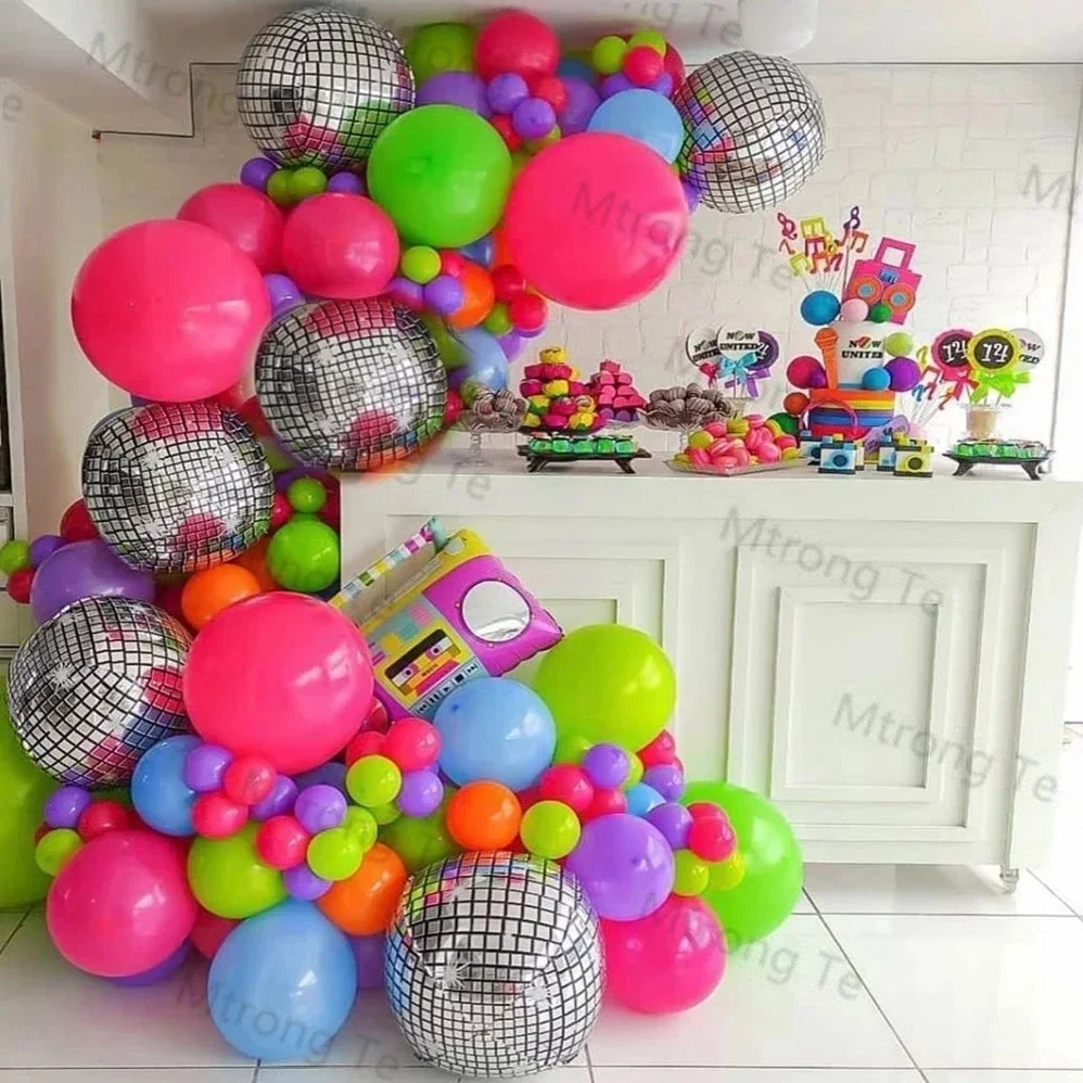 119 Stück Back to 80s 90s Theme Balloon Garland Arch Kit 4D Radio Ballons Retro Party Dekorationen Hip Hop Rock Foto Requisiten Supplie Image