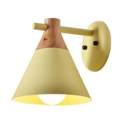 Moderne Industrielle Wandlampe Holz Metall Wandleuchte Gelb Innen Wandbeleuchtung für Schlafzimmer Image
