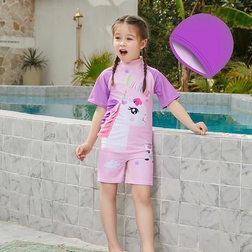 kinderkleidung Mädchen Badeanzug Outdoor Party Einhorn Urlaub Modisch Badeanzüge 4 Jahre Sommer Mehrfarbig Weiß Image