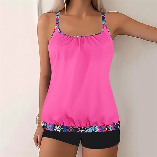 Damen Badeanzug Bademode Ringer-Rücken-Kleid Bademode Leopard-Druck Badeanzug Schwarz Rosa Atmungsaktiv Schnelltrocknend Leichtgewichtig Ärmellos - Schwimmen Surfen Strand Sommer Frühling Übergröße Image