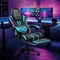 LED Gaming Chair with Speakers Massage Big and Tall Computer Gaming Chairs Ergonomic Reclining Heavy