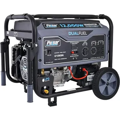 G12KBN-SG Heavy Duty Portable Dual Fuel Generator - 9500 Rated Watts & 12000 Peak Watts - Gas & LPG