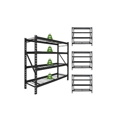 Baumarktplus 4x Schwerlastregal Enno 180x190x60 cm 3200 kg Stahl Stecksystem 4 Gitterböden Lagerregal Pickregal Image