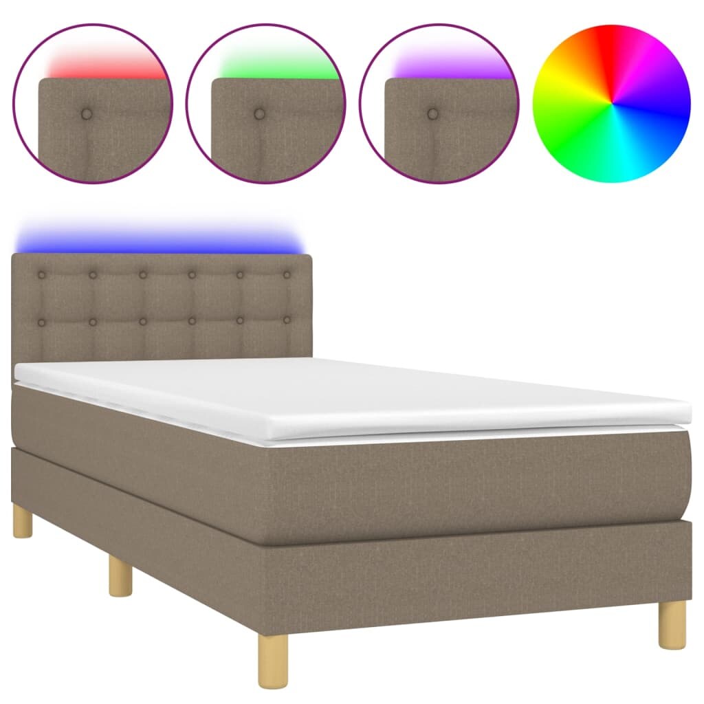 vidaXL Boxspringbett mit Matratze & LED Taupe 80x200 cm Stoff Image