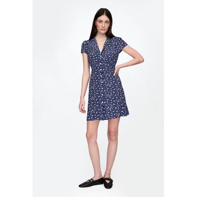 Gap Womens Blue Crepe Floral Mini Dress - Blue