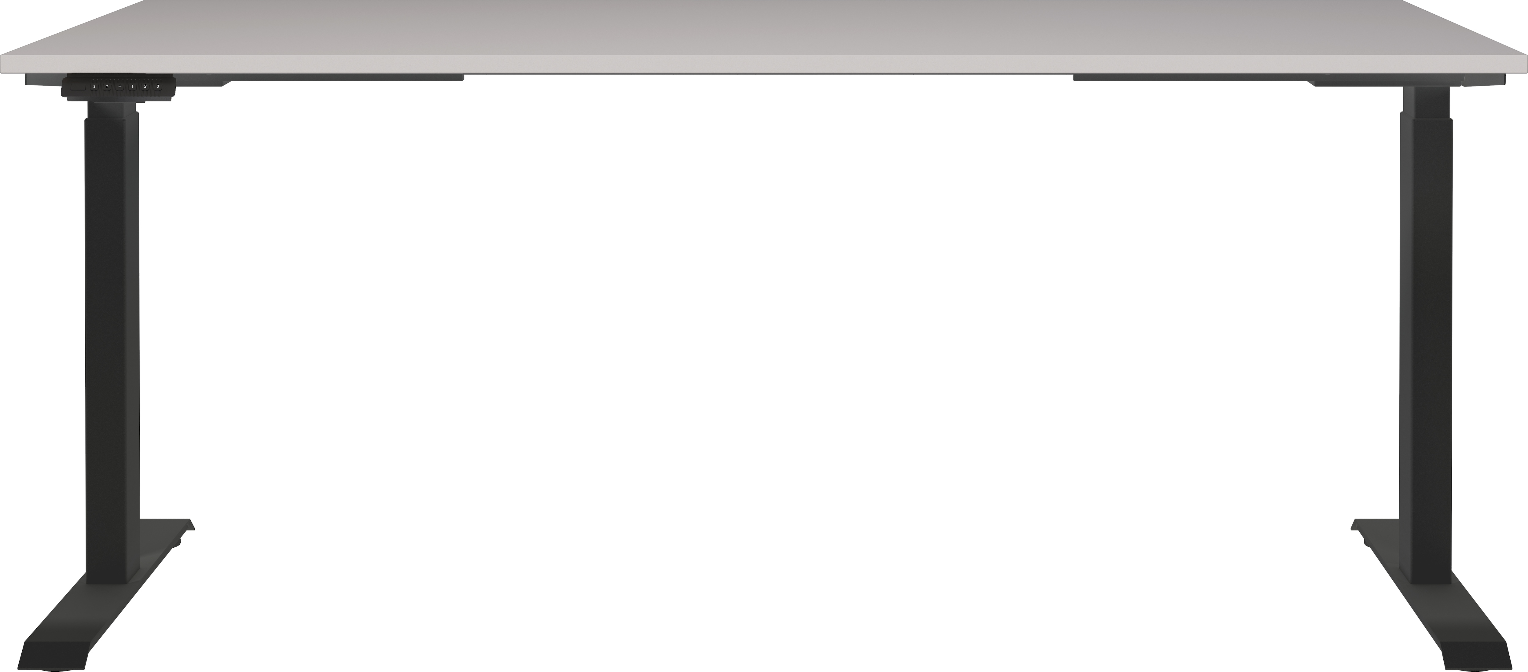 Schreibtisch GERMANIA "Lemont", braun (kaschmir, schwarz, kaschmir), B:180cm H:72cm T:80cm, Tische, Schreibtisch, Elektrisch höhenverstellbarer Schreibtisch