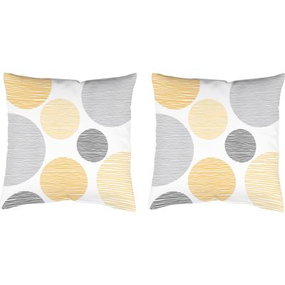 Dekokissen HOME WOHNIDEEN "BORDEN" Gr. 2, gelb (gelb, bedruckt), B:50cm L:50cm, Polyester, Dekokissen_Sitzkissen_Kissenhüllen, Kissenhülle mit Füllung, 2 Stück Image