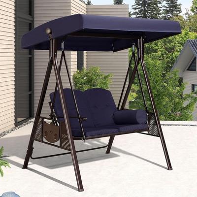 PURPLE LEAF Deluxe Outdoor Patio Porch Swing with Weather Resistant Steel Frame, Cushions and Pillow Included