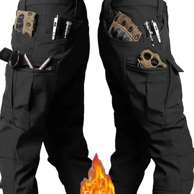 TEMU Men's Tactical Cargo Pants, Durable Polyester Blend, Multi- For Outdoor Activities, Solid Color Gray, Outdoor Pants|sporty Style Pants|polyester Spandex Blend Image