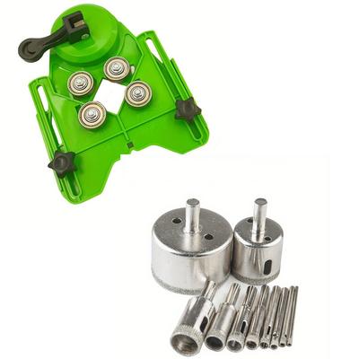 TEMU 11pcs Diamond Drill Bit Set With Suction Cup Guide - 4mm-83mm, Ideal For Ceramic, Glass, Tiles, Porcelain, Marble, Granite - Includes Sizes & Accessories, Drill Hole Guide Image