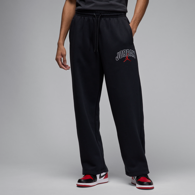 Nike Jordan Brooklyn Fleece Men's Oversized Open-Hem Trousers - Black - Cotton/Polyester
