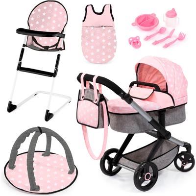 Kombi-Puppenwagen BAYER "Xeo Deluxe, rosa", rosa, Puppenwagen, KinderB:37cm H:73cm T:68cm, Kunststoff, Stoff, Metall, B: