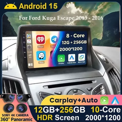 Android 15 Car Radio For Ford C-MAX Kuga 2 Escape 3 2012 - 2019 Multimedia Player Navigation GPS Wireless Carplay Auto Head Unit