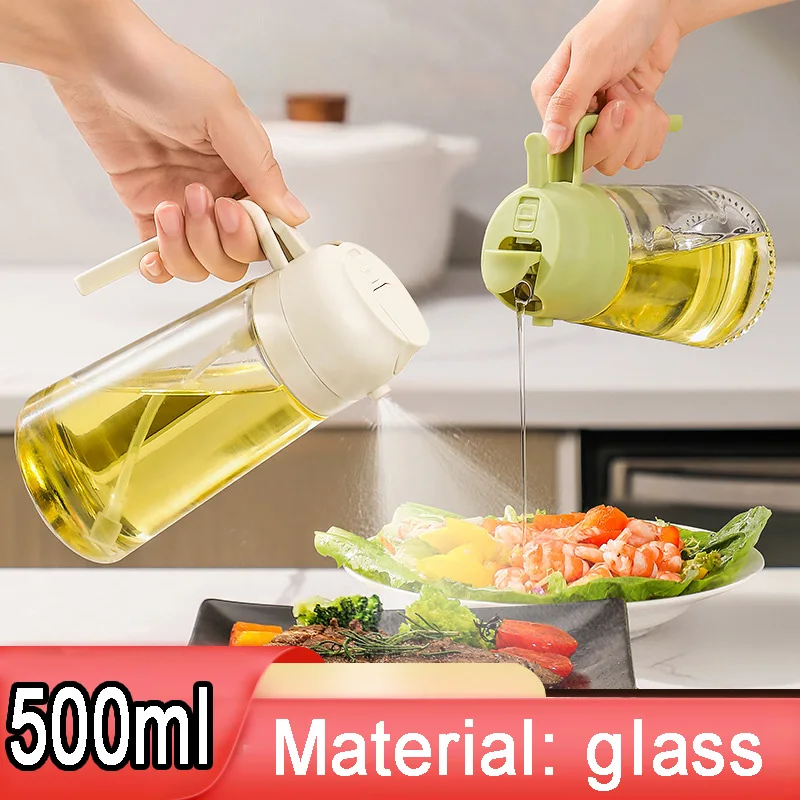 Bottiglia spray per olio in vetro Spray per olio da cucina per cucinare Bottiglia di stoccaggio per olio d'oliva anti-perdite per insalata bistecche per barbecue Forniture da cucina