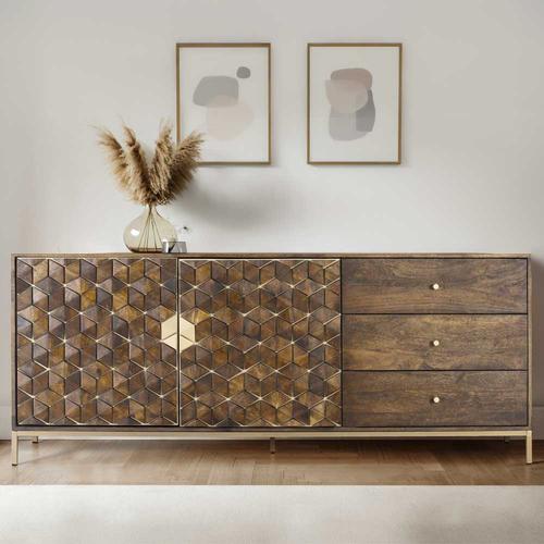 Sideboard Kommode mit drei Schubladen und geometrischem Muster