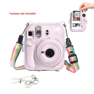 TEMU Mini 12 Styles Transparent Pvc Camera Bag With Rainbow Shoulder Strap, Photo Storage Bag And Detachable Shoulder Strap - Durable Hard Shell Protective Case Without Camera