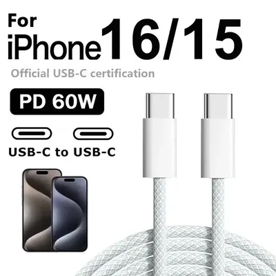 Original PD 60W Schnellladegerät 6A USB C auf Typ C Kabel für Apple iPhone 15/16 Pro MAX Image
