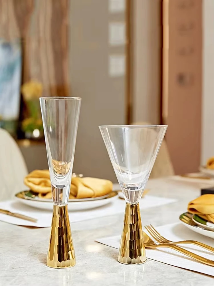Leichter, luxuriöser Glaskelch aus verzinktem Gold, Dessertglas, Cocktailglas, Champagnerglas, Tasse, Bankettmodell, Raumdekoration, Glas Image