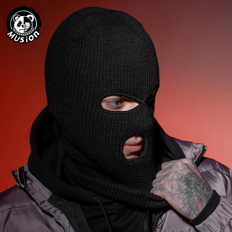 Musion 3-Loch Räubermaske Sturmhaube Maske elastische Fahrradmaske Motorrad Sturmhaube Image