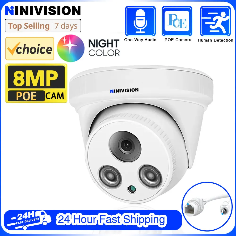 Original 4k Farbe IP-Kamera 8mp color vu Nachtsicht CCTV Poe Dome Kamera 24/7 buntes Bild eingebautes Mikrofon Audio IP67 wasserdicht Image