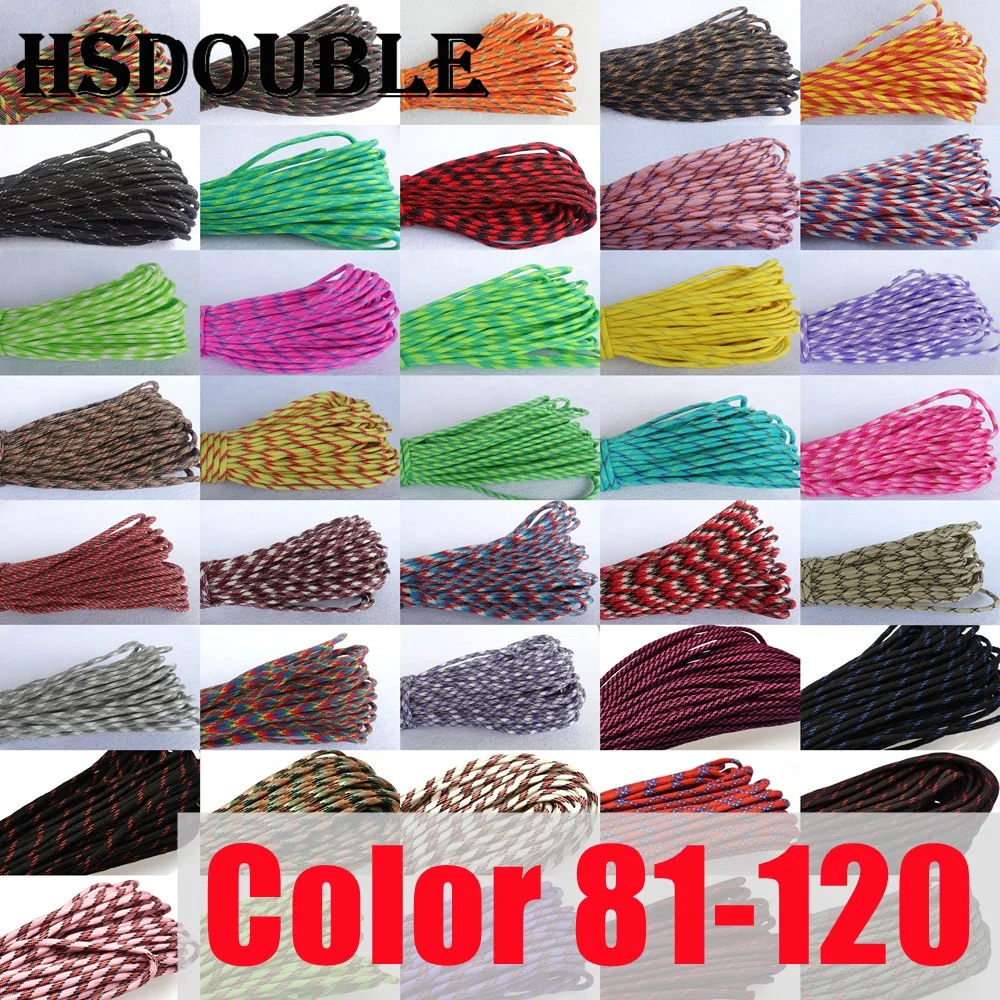 1 Stück 100FT 550 Paracord Fallschirmschnur Lanyard Mil Spec Typ III 7 Strang Kern zum Klettern Camping Schnallen Armband 41-80 Image