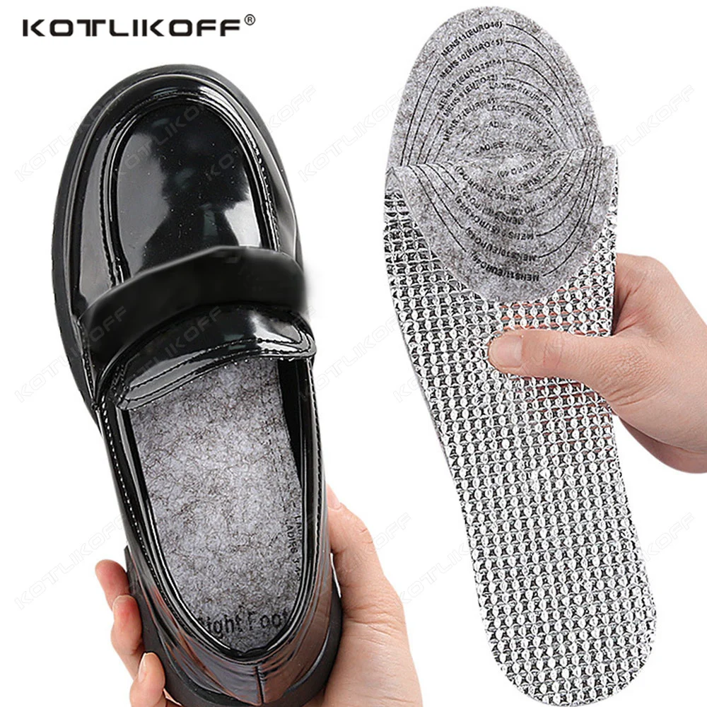 Winterfilz-Einlegesohlen aus warmer Aluminiumfolie, schweißabsorbierend, lässige Einlegesohlen, bequem, stoßdämpfend, Sportverriegelung, warme Einlegesohlen Image