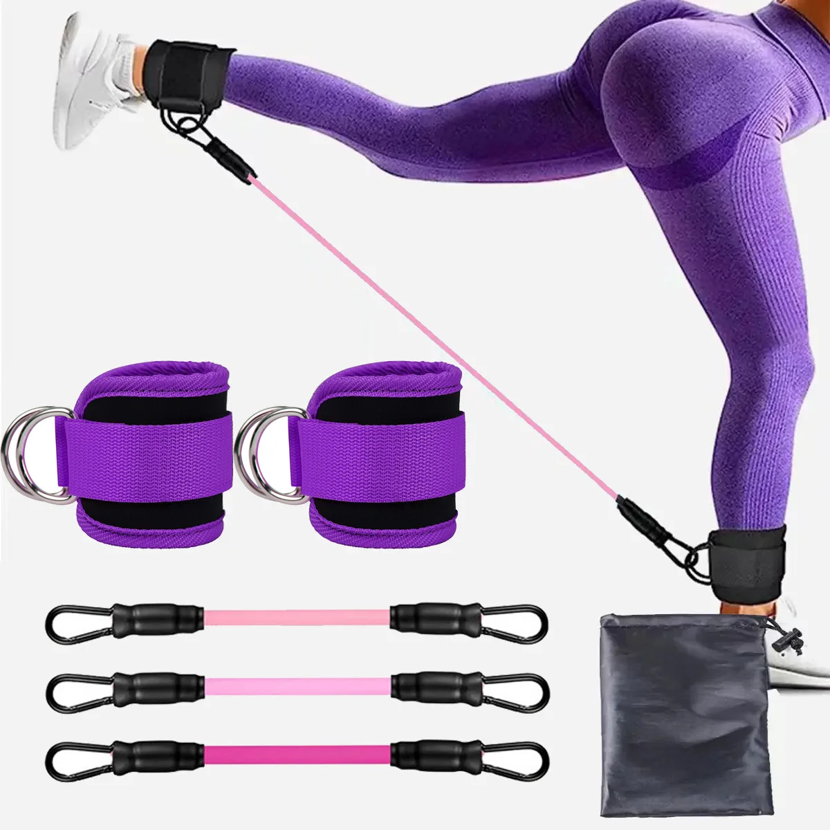 Widerstands bänder mit Knöchel riemen Fitness Workout Training Widerstands bänder Home Yoga Stretch elastische Pilates Fitness geräte Image
