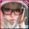 Y2K Hello Kitty Leopardenmuster Schleife Spice Girl Brille Mode Vintage Cartoon Große ovale Rahmen