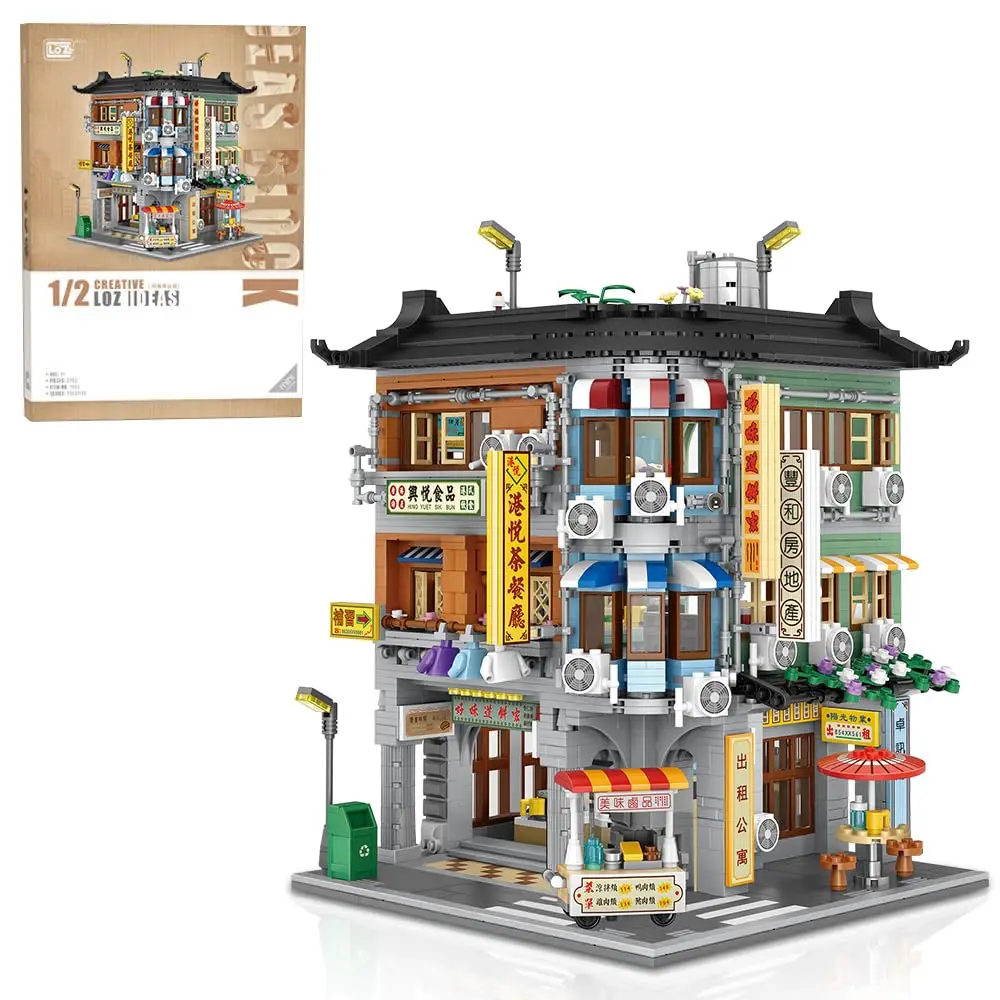 2763 Stück kommerzielle Ecke Gebäude Hong Kong Street View Modell Erwachsene Moc modulare Bausteine Set Bau Spielzeug Kind Geschenke Image